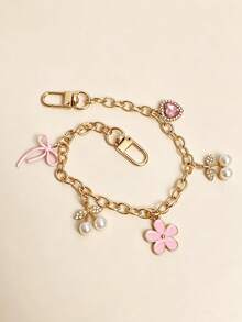 1pc Black & Pink Floral Cherry Cute Shiny Bag Chain, Suitable For Handbag, Bag Chain Decoration, Bag Extension Chain, Bag Charm Accessory, Handbag Decorative Chain - Multicolor - View 14