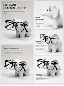 Cute Elephant-Shaped Stylish Eyeglasses Display Stand, Creative Elephant Eyeglasses Frame Ornament, Desktop Storage Rack, Elephant-Shaped Resin Eyeglasses Frame, Sturdy Eyeglasses Display Stand, Fun Resin Eyeglasses Storage Rack. - A - View 8