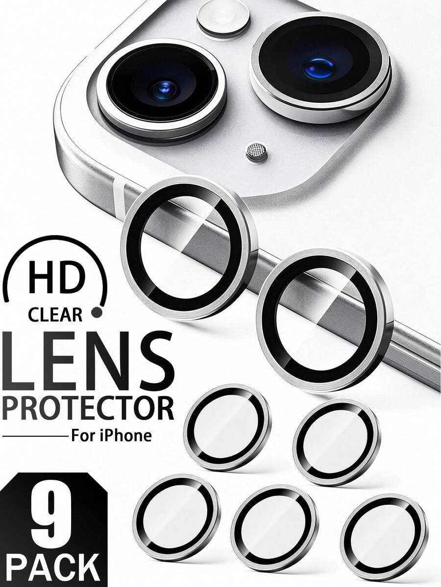 Mr. War Gorilla 9pcs Silver CD Pattern Lens Protector Rings. Surface With Anti-Fingerprint Oleophobic Coating, Effectively Prevents Oil And Sweat Penetration, With Excellent Water-Repellent Effect, Easy To Clean With A Simple Wipe. Suitable For Home, Office, Outdoor And Campus Scenarios, Balancing Visual And Touch Experience. Compatible With IPhone Ultra/18 Pro Max/18 Pro/18/17e/17 Pro Max/17 Pro/17 Air/17/16 Pro Max/16 Pro/16 Plus/16/15 Pro Max/15/14/13/12 And Other Models.