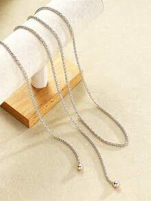 1pc Fashion Casual Minimalist Multi-Layer Wrapped Long Necklace, Suitable For Daily Wear, Holiday Gift, Men's Accessory - Silver - View 4