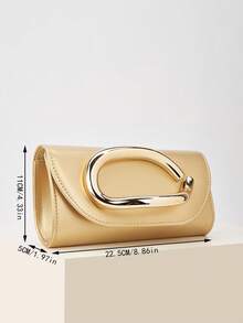 REMANLAND Vintage Solid Color Clutch, Versatile Mini Handbag, Fashionable Tote Bag, Suitable For Weddings, Parties, Evenings, Dinners And Other Occasions - Gold - View 4