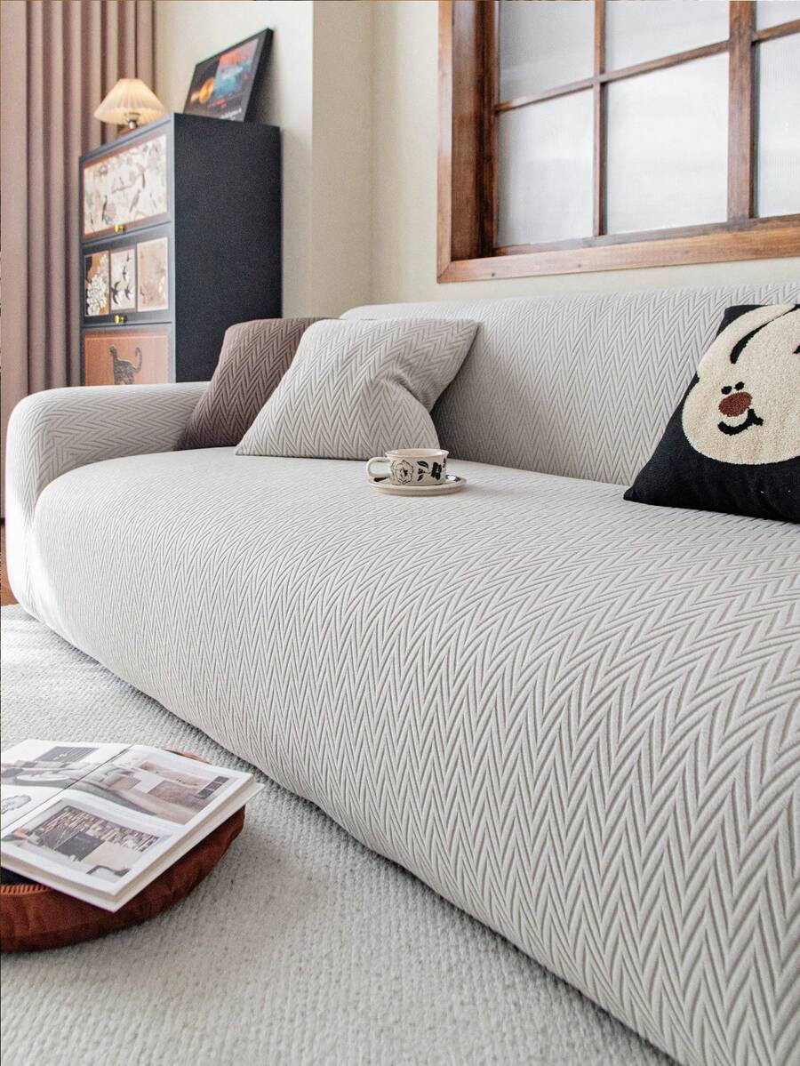 1 件 3D 沙发套，多功能全包裹沙发套，纯色叶子图案设计沙发保护套，节日装饰沙发套，高弹性全包沙发套，附 1 个枕套礼物