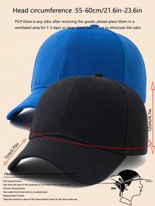 1件/2件 素色可調尺寸休閒棒球帽 - 黑色+寶藍色 - 查看 4