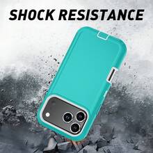 耐用 3 合 1 保護殼，相容 iPhone、Galaxy、HONOR 及其他手機 - 水藍+白 - 查看 6