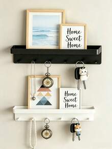 1pc Wall Key Holder, Key Hook With 6 Hooks, Key Rack, Wall Key And Mail Holder, Suitable For Entryway, Office, Living Room Decor - View 1