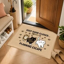 1pc Funny Cat Escape Pattern Print Faux Cashmere Kitchen Mat, Absorbent Kitchen Floor Mat, Kitchen Rug, Long Runner Mat, Sink Front Mat, Suitable For Kitchen, Bathroom, Entryway, Hallway, Laundry Room And Home Decor - Multicolor - View 5