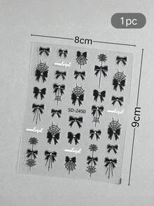 1pc Sweet Cool Style Printed Decorative Sticker, Black Bow Tie With Spider Web Pattern, Delicate And Complete Pattern Lines, Neat Edge Cutting; Thin And Flat Texture, Waterproof And Moisture-Resistant, Soft Adhesive Backing Without Residue, Rich Pattern Styles, Can Decorate Notebooks, Mice, Aromatherapy, Lighters And Other Personal Items, Creating A Cool Sweet Atmosphere - Spider Web Bow - View 6