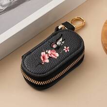 2026 New Car Key Bag Ink Style Butterfly Flower Lychee Pattern Zipper Multi Functional Car Key Storage Bag For Men And Women PortableChangeBag Pendant - Multicolor - View 13