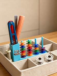 Multifunctional Magnetic Tool Holder Storage Box With Sewing Machine Pattern,Equipped With A Bobbin,Suitable For Sewing Machine Thread Spools, Screwdrivers, With Colorful Knob, No Installation Required, Convenient Storage, Sewing Machine Accessory - B - View 13