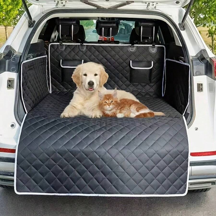 Pet Car Seat Cover & Trunk Liner, Rear Travel Mat, Scratch-Resistant, Soft, Adjustable, Lightweight Polyester Material, Foldable, All-Season Use, Easy To Clean, Car Pet Mat, Suitable For Sedans And SUVs, Wear-Resistant & Anti-Scratch, Provides Excellent Durability And Comfort, Drooping Extension Design Protects Bumper, Prevents Scratches, Ideal For Pet-Owning Families