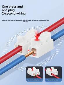Wire Connector, 100Pcs Multi‑Spec Optional Quick Terminal Connector, Push‑Type 2‑Pin Flame‑Retardant LED Light Connector, CH‑2 Two‑Position Press‑Type Wire Clip, Self‑Locking Quick Wiring Terminal For Lamp Connection - Multicolor - View 3