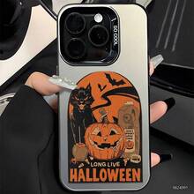 [24h Shipping From DE]Apple 18 17 16 15 Promax  13 14 15 Phone Case -  Style Personalized With Halloween Cat Pumpkin Lamp Cider Bat Candy Long-Haired Girl Jumping Beach Balloon Pattern Printing, Anti-Slip, Suitable For GalaxyS 26 Ultra, 25/24/23/22/21/18/17, Air, XSMax, XR - Image 1 1 Pc - View 4