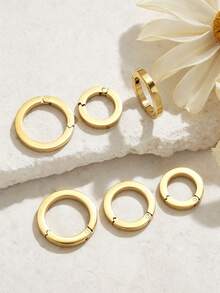 1 Pc 18K Gold-Plated Stainless Steel Round Spring Clasp Connector, Suitable For Making DIY Necklaces, Bracelets, And Keychains - Pendants - View 2