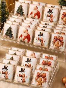 100pcs Vintage Style Christmas Gift Bags (Random Pattern Selection) - Featuring Santa Claus, Gingerbread Man And Snowman Designs - Perfect For Party Decoration, Holiday Ornaments And Holiday Gifting - Christmas Gift Bag - View 7