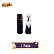 1/2/3 Pairs Of Plush Socks With Ghost And Bat Patterns, Cute And Fun Halloween Socks, Winter Women's Long Stockings And Pumpkin Socks For Couples - Multicolor - View 31