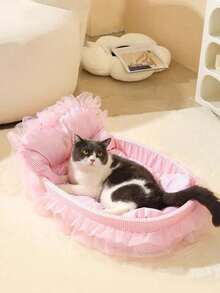 1pc All-Season Cute Pet Bed, Cat Bed, Dog Bed, Suitable For Cats And Small Dogs Under 6kg (Random Lace Color) - Multicolor - View 5