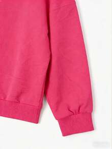 Women's Pink Rib-Knit Drop Shoulder Sweatshirt And Track Shorts Set, Casual Cute Two-Piece Outfit For Fall And Winter. - Watermelon Red - View 7