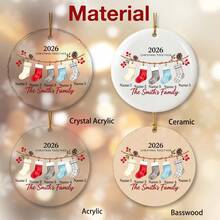 Custom Family Stocking Christmas Ornament 2026, Personalized 2-5 Names Round Tree Decor, Watercolor Holiday Style, Customized Family Hanging Ornament, Customizable Christmas Keepsake, Christmas Tree Decoration, Holiday Gift, Gifts For Family, Friend - Style B - View 3