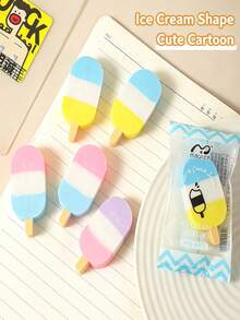 3/1pc Ice Cream Shaped Erasers, Colorful Cute Ice Cream Erasers, Fun Stationery Creative Gift, Suitable For Back To School Season, School Opening Season, Birthday Gift Small Presents - Multicolor - View 1