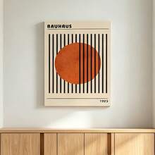 1pc Bauhaus Geometric Pattern Canvas Wall Art Poster, Room Home Decor Aesthetic Decoration, Optional Frame, Abstract Retro Orange Texture Poster, Mid-Century Modern Kitchen Wall Decor - 1PC - View 12