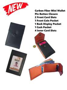 HOVI'S Men's Wallet & Card Holder 2 In 1 - Multi-Functional Organizer With Display Pocket, NEW Carbon Fiber Style - Orange - View 6
