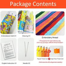 Frameless 11/14/16CT Printed Polyester Cross Stitch DIY Kit - Cat Eating Noodles Pattern. Relaxing Set For Adult Beginners. Includes Printed Fabric, Needles, Threads, Chart And Instructions. Handmade Artwork, Suitable For Wall Decor Or Gifting. 30x40cm (11.8x15.7in) - 30X40CM - View 8