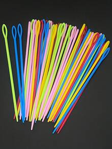 10/50pcs Colorful Plastic Yarn Needles 15cm, Pink/Blue/Red/Yellow/Green, Mixed Color Plastic Yarn Needles, Large Eye Safety Hand Sewing Needles, Suitable For Crochet Knitting Doll Making Enthusiasts, Bright Color DIY Handmade Knitting Accessories - Plastic Needle 15cm - View 6