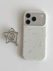 Niche Silver Vortex Star Phone Stand Compatible With Apple 18 Pro Max Phone Case 17 Women's 16 Pro New 17 Pro Max Protective Cover 16 Full Coverage Anti-Drop 15 Korean Style - White - View 5