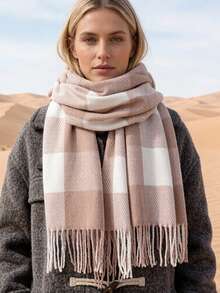 1pc All-Season Printed Scarf New Plaid Headscarf Fashion Beach Towel Women's Air Conditioning Shawl Outdoor Travel Scarf Luxury & Daily Use Headwrap Classic Striped Warm Shawl Casual Polyester - Multicolor - View 4