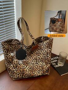 Myco Back To School, Large Capacity Leopard Print Tote Bag, Casual American Street Style Leopard Print Handbag, Comes With Coin Purse, Versatile Daily Travel Shoulder Bag - Multicolor - View 12