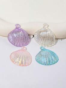 10pcs 23*27mm Iridescent Acrylic Shell Beads With Hole DIY Earring Phone Chain Bag Chain Necklace Jewelry Beading Accessories - Shell Beads - View 2