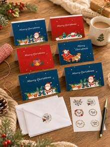 6 Pieces/Package Vintage Christmas Holiday Card Set, 6 Different Design Festive Invitation Cards, Party Gift Decorations, Anniversary Gifts, Comes With Envelopes And Stickers - Sets - View 11