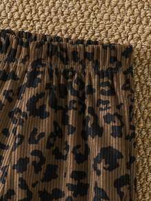1pc Autumn/Winter 3-7Y Girls Corduroy Ditsy Floral Long Pants, Suitable For Daily Wear, Student Casual, Fashionable And Cute - Brown - View 5