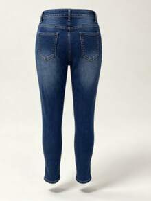 Cross-Border All-Season Medium Stretch Mid-Waist Casual Women's Denim Skinny Ankle Pants Fall - Dark Wash - View 8