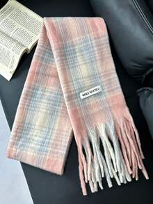 1pc Plaid Warm Decorative Tassel Scarf Suitable For Daily Use - Flowing Floral Language - View 6