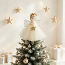 Christmas Angel Tree Topper Winged Girl Star Decoration For Xmas Tree Home Decor - Gold - View 3