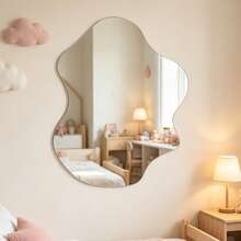 1pc Asymmetrical Black Wall Mirror - Asymmetrical Modern Vanity Mirror, Suitable For Bedroom, Entryway Or Living Room - Wall Decor - Multicolor - View 7