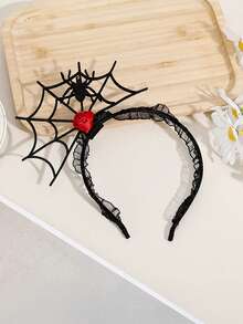 3/1pc Halloween Spider Web Rose Headband, Gothic Sweet Cool Style Women's Cosplay Hair Accessory, Suitable For Halloween Party, Masquerade, Stage Performance, Photo Shoot, Holiday Costume Headpiece - Multicolor - View 9
