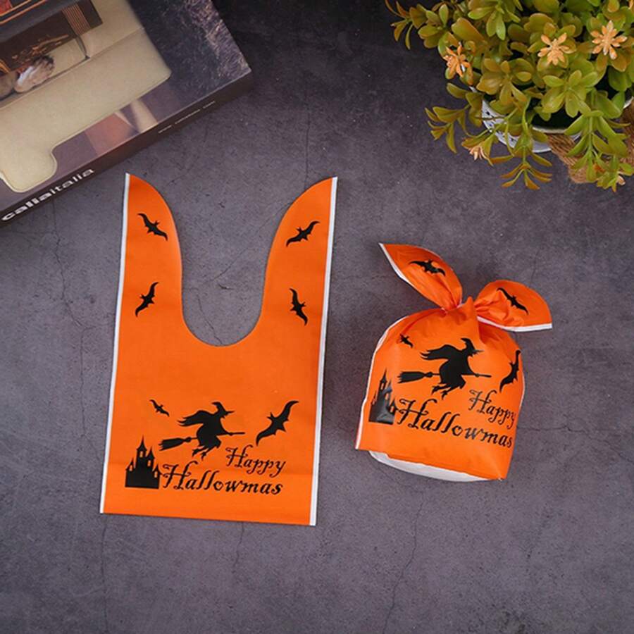 50 Pieces Halloween Rabbit Ear Snack Bag Halloween Rabbit Ear Candy Gift Bags Rabbit Goody Bags Halloween Bags Party Supplies - Flying Broom - View 1