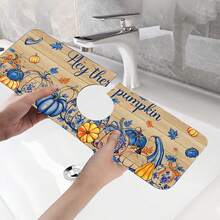 1pc Thanksgiving Multi-Color Pumpkin Pattern, Sink Faucet Absorbent Mat, Drainage Mat, Suitable For Kitchen, Bathroom Sink, Countertop, Drainage Mat, Diatomaceous Earth Material, Trimmable, Quick-Dry Mat - Multicolor - View 10