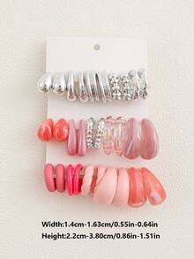15 Pairs Water Drop Twisted Letter C Old Money Style Vintage Street Y2K Geometric Exaggerated Fashion Boutique Earrings Set Combination For Women Graduation Birthday Party Ramadan Mother's Day Valentine's Day Christmas New Year Daily Wear - Multicolor - View 2