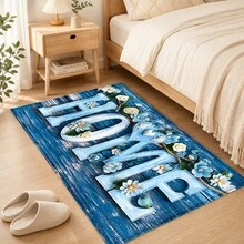 1pc Blue Vintage Wood Grain Pattern Printed Faux Cashmere Kitchen Mat, Absorbent Kitchen Rug, Kitchen Carpet, Long Runner Mat, Sink Front Mat, Suitable For Kitchen, Bathroom, Entryway, Hallway, Laundry Room And Home Decor - Multicolor - View 8