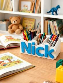Personalized Desk Organizer With Custom Name, Pen Pencil Holder, Stationery Storage Box, Makeup Brush Organizer, Multi Compartment Desktop Storage, Office Desk Accessory, Custom Name Pen Cup, Vanity Organizer, Personalized Gift - Multicolor - View 17