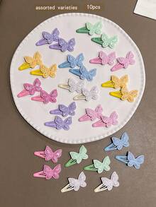 10pcs Random Color Butterfly Hair Clips, Sweet Style Hair Accessories For Daily Wear - Multicolor - View 7
