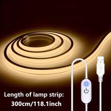 شريط إضاءة LED مرن مع شريط إضاءة COB مدمج، واجهة USB، مفتاح لمس قابل للتعتيم، مناسب لأنماط الديكور الداخلي، إضاءة المطبخ، إضاءة المرآة، الاستخدام في العطلات، هالوين، عيد الميلاد، إلخ. - متعدد الألوان - مشاهدة 13