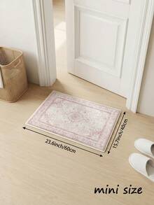 1pc Pink Bohemian Vintage Living Room Rug, Suitable For Kitchen, Dining Room, Bedroom, Room Holiday Decor, Indoor/Outdoor, Office, Lobby, Non-Slip Doormat, Bathroom Rug, Hallway, Study Gaming Area Carpet - Baby Pink - View 14