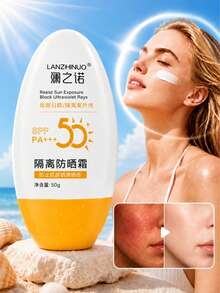 1/2 piezas Protector solar blanqueador SPF50+ PA+++ de 50g, resistente al agua y al sudor, protección UV con forma de huevo, hidratante ligero y no graso, formación rápida de película, sin manchas de maquillaje, adecuado para el uso diario, vacaciones en la playa y actividades al aire libre - Multicolor - Ver 2