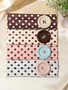 4pcs Y2K Retro Polka Dot Large Button Elastic Wide Band Women's Headbands, Sweet Cute Daily Outfit Photo Atmosphere Hair Accessories - Multicolor - View 1