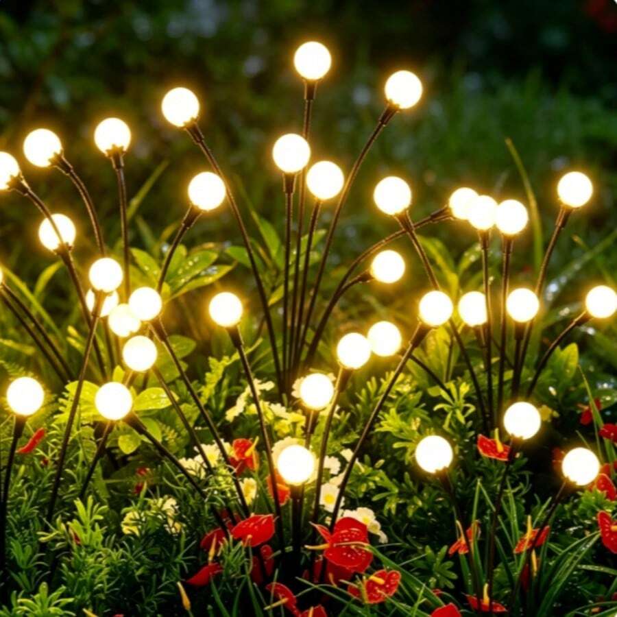 1PC Solar Firefly Ground Stake Light, 6LED/8LED/10LED Solar Powered Firefly Lights, IP65 Waterproof Outdoor Garden Path Light, Auto On‑Off Solar Landscape Light For Yard Patio Lawn Camping Holiday Wedding Party Decoration