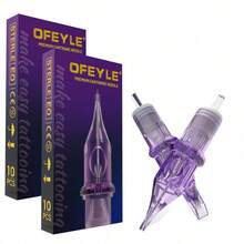 1 Set Professional Purple Individually Packaged Sterile Tattoo Needles With Tattoo Ink Cartridges, Eyebrow Tattoo Needles - Purple - View 1